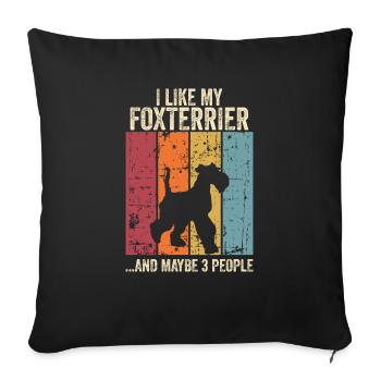 Foxterrier Hund Dog Hundehalter - Sofakissenbezug 45 x 45 cm - Schwarz - Vorne