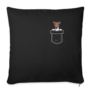 Foxterrier Hund Dog Hundehalter - Sofakissenbezug 45 x 45 cm - Schwarz - Vorne