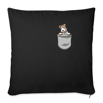 Foxterrier Hund Dog Hundehalter - Sofakissenbezug 45 x 45 cm - Schwarz - Vorne