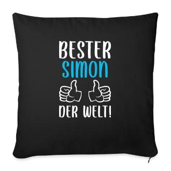 Simon Vorname Name Geburtstag - Sofakissenbezug 45 x 45 cm - Schwarz - Vorne