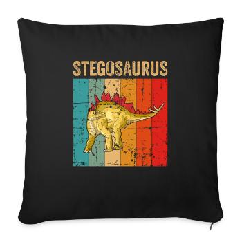 Stegosaurus Dinosaur Children Dino Gift - Sofa pillowcase 17,3'' x 17,3'' (45 x 45 cm) - black - Front