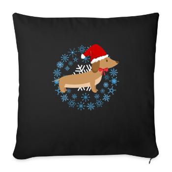 Funny Christmas Dachshund Christmas Dachshund Dog - Sofa pillowcase 17,3'' x 17,3'' (45 x 45 cm) - black - Front