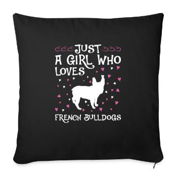 Français Propriétaire de chien bouledogue - Housse de coussin décorative 45 x 45 cm - noir - Devant