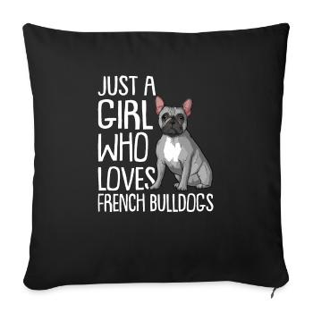 Français Propriétaire de chien bouledogue - Housse de coussin décorative 45 x 45 cm - noir - Devant