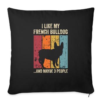 Français Propriétaire de chien bouledogue - Housse de coussin décorative 45 x 45 cm - noir - Devant