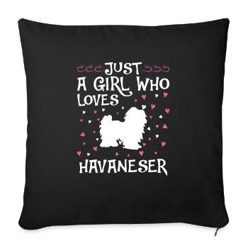 Propriétaire de chien de chien havanais - Housse de coussin décorative 45 x 45 cm - noir - Devant