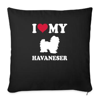 Propriétaire de chien de chien havanais - Housse de coussin décorative 45 x 45 cm - noir - Devant