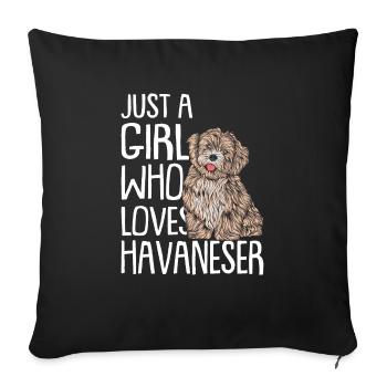 Havanese Dog Dog Dog Owner - Sofa pillowcase 17,3'' x 17,3'' (45 x 45 cm) - black - Front