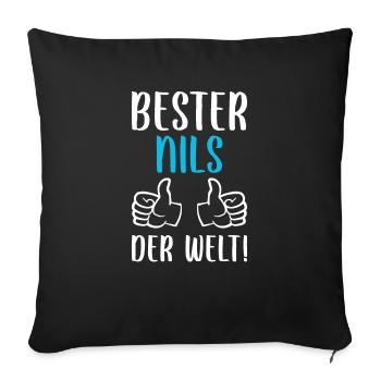 Nils Vorname Name Geburtstag - Sofakissenbezug 45 x 45 cm - Schwarz - Vorne
