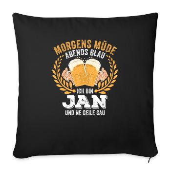 Jan Vorname Name Geburtstag Bier saufen - Sofakissenbezug 45 x 45 cm - Schwarz - Vorne