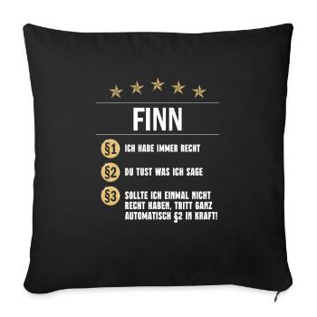 Finn Habe immer Recht Namenstag - Sofakissenbezug 45 x 45 cm - Schwarz - Vorne