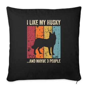 Husky Dog Dog Propriétaire de chien - Housse de coussin décorative 45 x 45 cm - noir - Devant