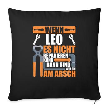 Vorname Leo Name Geburtstag Geschenk - Sofakissenbezug 45 x 45 cm - Schwarz - Vorne