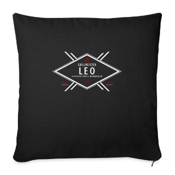 Grillmeister Leo Vorname Name - Sofakissenbezug 45 x 45 cm - Schwarz - Vorne