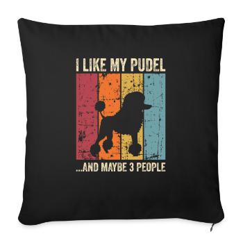 Caniche Dog Dog Propriétaire de chien - Housse de coussin décorative 45 x 45 cm - noir - Devant