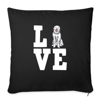 Chien de montagne des Pyrénées Chien Propriétaire de chien - Housse de coussin décorative 45 x 45 cm - noir - Devant