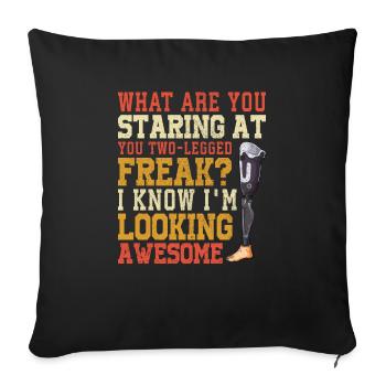 Leg surgery wheelchair lost leg - Sofa pillowcase 17,3'' x 17,3'' (45 x 45 cm) - black - Front