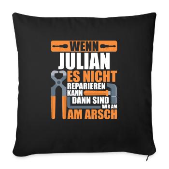 Vorname Julian Name Geburtstag Geschenk - Sofakissenbezug 45 x 45 cm - Schwarz - Vorne