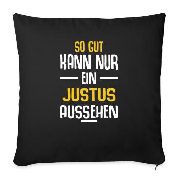 Justus Vorname Name Geburtstag - Sofakissenbezug 45 x 45 cm - Schwarz - Vorne