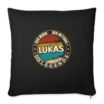 Lukas Vorname Name Geburtstag - Sofakissenbezug 45 x 45 cm - Schwarz - Vorne
