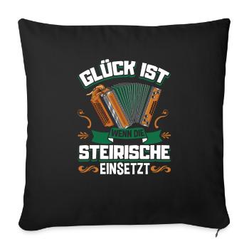 Steirische Harmonika Quetschn Ziachorgel - Sofakissenbezug 45 x 45 cm - Schwarz - Vorne