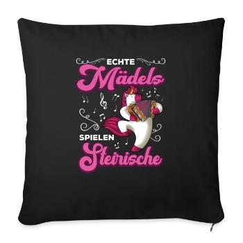 Steirische Harmonika Quetschn Ziachorgel - Sofakissenbezug 45 x 45 cm - Schwarz - Vorne