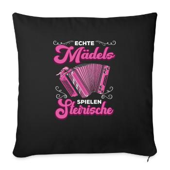Steirische Harmonika Quetschn Ziachorgel - Sofakissenbezug 45 x 45 cm - Schwarz - Vorne