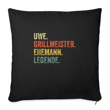 Uwe Grillmeister Ehemann Vorname Grillen - Sofakissenbezug 45 x 45 cm - Schwarz - Vorne