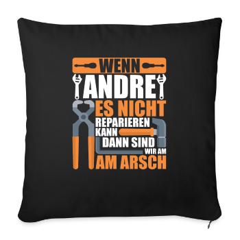 Vorname Andre Name Geburtstag Geschenk - Sofakissenbezug 45 x 45 cm - Schwarz - Vorne