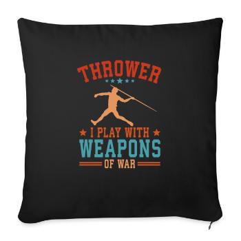 Lancer du javelot athlétisme Lanceur de javelot - Housse de coussin décorative 45 x 45 cm - noir - Devant