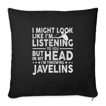 Lancer du javelot athlétisme Lanceur de javelot - Housse de coussin décorative 45 x 45 cm - noir - Devant