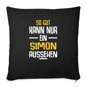 Simon Vorname Name Geburtstag - Sofakissenbezug 45 x 45 cm - Schwarz - Vorne