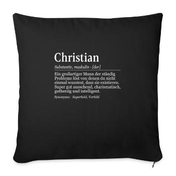Christian Definition Namenstag Geburtstag Name - Sofakissenbezug 45 x 45 cm - Schwarz - Vorne