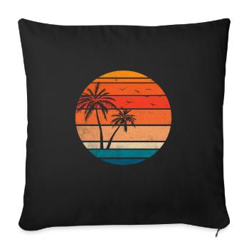 Summer palm trees birds island - Sofa pillowcase 17,3'' x 17,3'' (45 x 45 cm) - black - Front