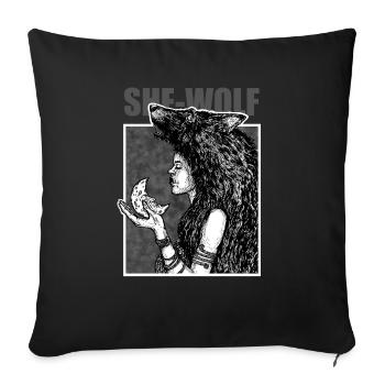 She-Wolf - Sofakissenbezug 45 x 45 cm - Schwarz - Vorne