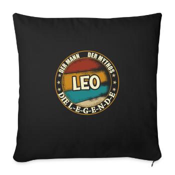 Leo Vorname Name Geburtstag - Sofakissenbezug 45 x 45 cm - Schwarz - Vorne