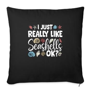 Collecte de coquillages sur la plage Collecteurs de coquillages - Housse de coussin décorative 45 x 45 cm - noir - Devant