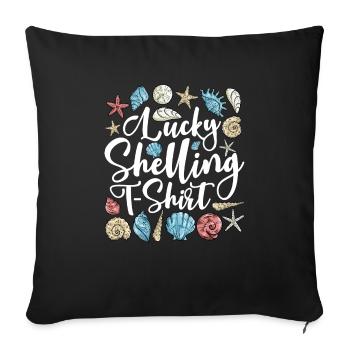 Collecte de coquillages sur la plage Collecteurs de coquillages - Housse de coussin décorative 45 x 45 cm - noir - Devant