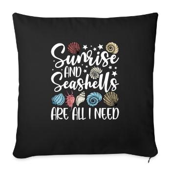Collecting shells - Sofa pillowcase 17,3'' x 17,3'' (45 x 45 cm) - black - Front