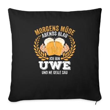 Uwe Vorname Name Geburtstag Bier saufen - Sofakissenbezug 45 x 45 cm - Schwarz - Vorne