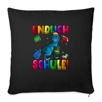 Endlich Schule Einschulung Grundschule 1. Klasse - Sofakissenbezug 45 x 45 cm - Schwarz - Vorne