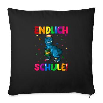 Endlich Schule Einschulung Grundschule 1. Klasse - Sofakissenbezug 45 x 45 cm - Schwarz - Vorne