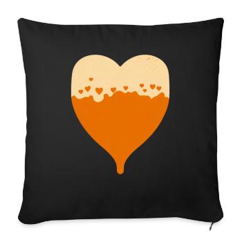 Herz gefüllt mit Bier - Sofakissenbezug 45 x 45 cm - Schwarz - Vorne