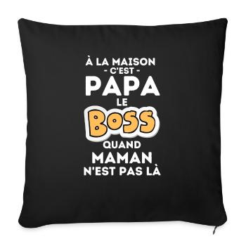 C est papa le boss 1 - Housse de coussin décorative 45 x 45 cm - noir - Devant