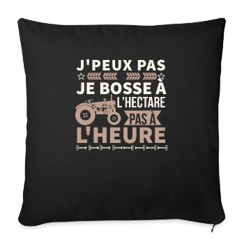 Agriculteur je bosse à l hectare pas à l heure - Housse de coussin décorative 45 x 45 cm - noir - Devant