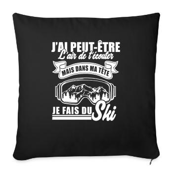 dans ma tête je fais du ski 1 - Housse de coussin décorative 45 x 45 cm - noir - Devant
