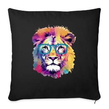 Lox the spectacled lion - Sofa pillowcase 17,3'' x 17,3'' (45 x 45 cm) - black - Front