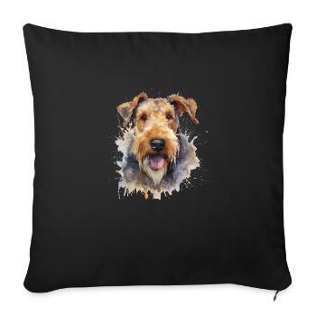 Airedale Terrier - Sofa pillowcase 17,3'' x 17,3'' (45 x 45 cm) - black - Front