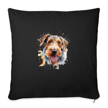Airedale Terrier - Sofa pillowcase 17,3'' x 17,3'' (45 x 45 cm) - black - Front