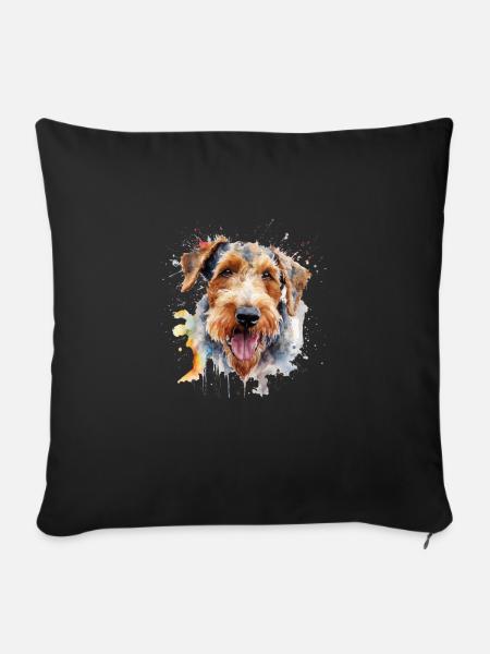 Airedale Terrier - Sofakissenbezug 45 x 45 cm - Schwarz